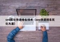 seo优化快速排名技术（seo快速排名优化方案）