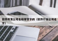 软件开发公司名称带贤字的（软件行业公司名字）